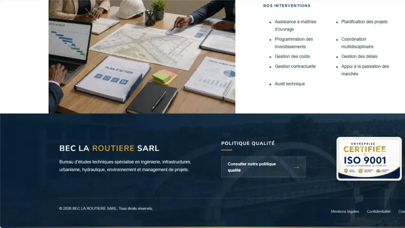 BEC La Routière — le site d’un bureau d’études certifié ISO 9001