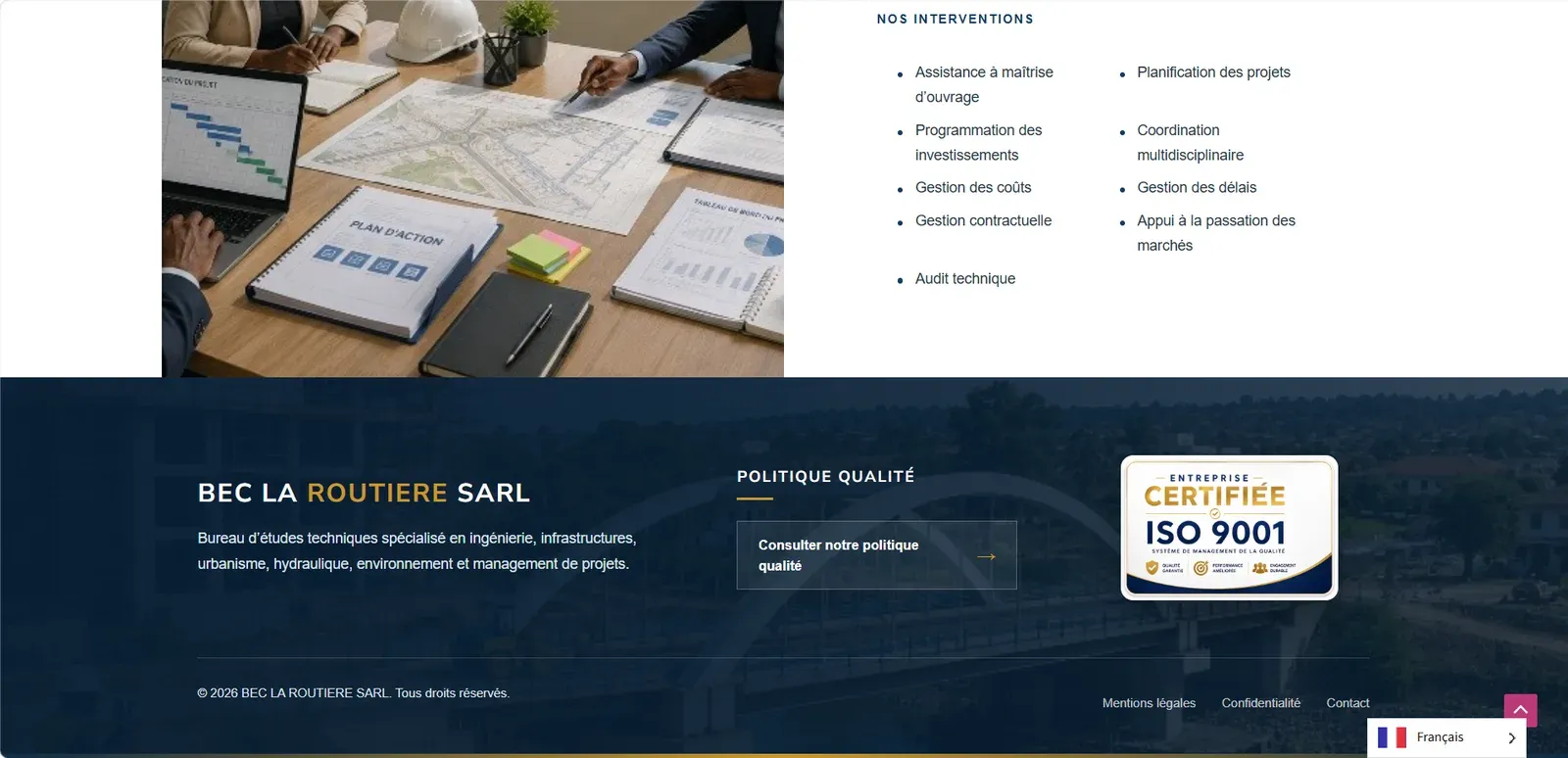 BEC La Routière — le site d’un bureau d’études certifié ISO 9001